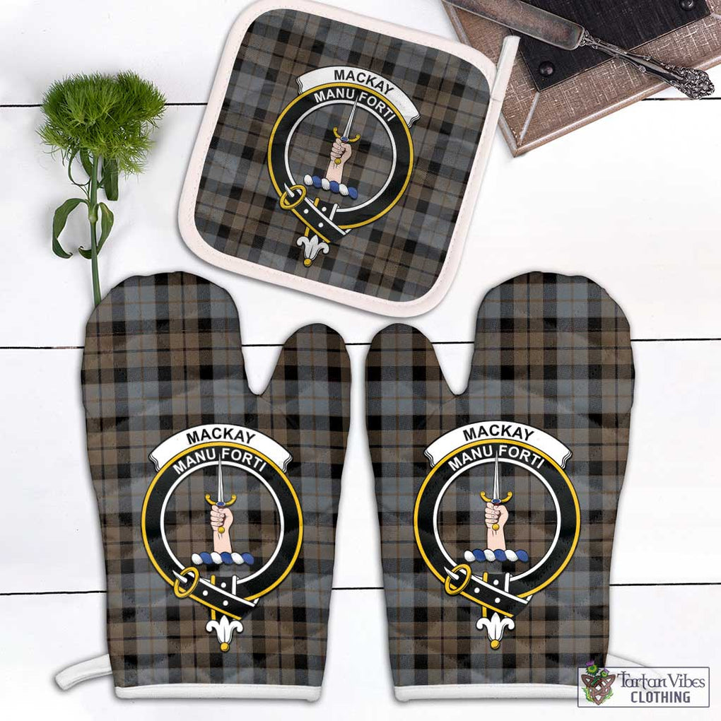 MacKay Weathered Tartan Combo Oven Mitt & Pot-Holder with Family Crest Combo 1 Oven Mitt & 1 Pot-Holder White - Tartan Vibes Clothing