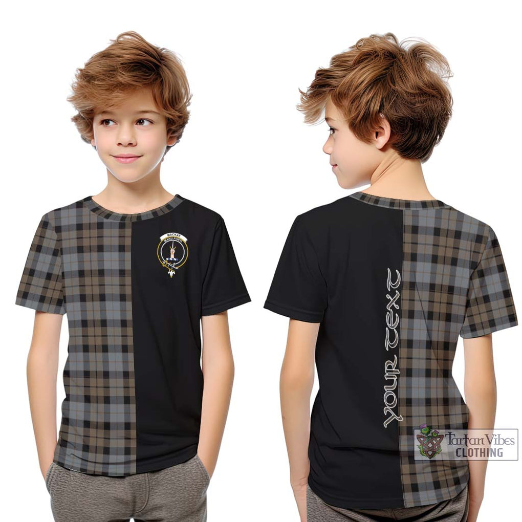 MacKay Weathered Tartan Kid T-Shirt with Family Crest and Half Of Me Style Youth XL Size14 - Tartanvibesclothing Shop