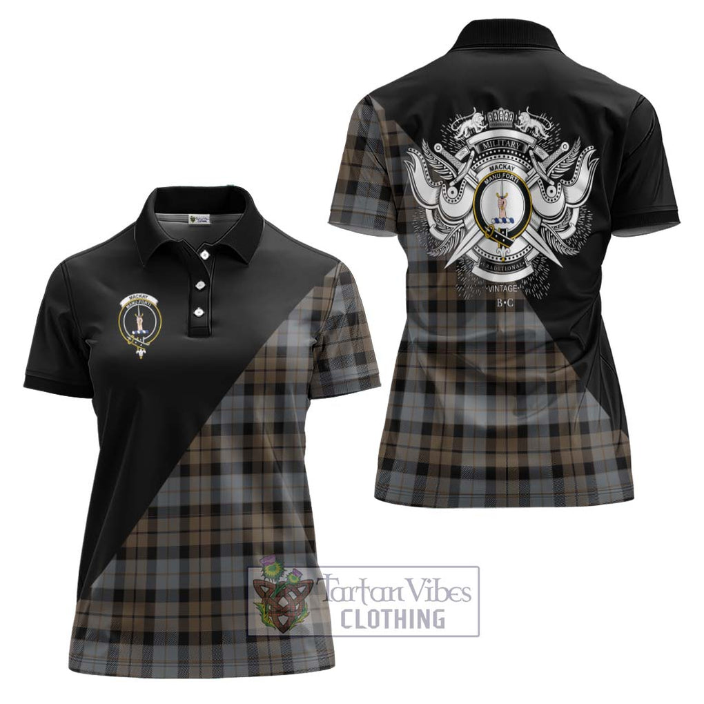 MacKay Weathered Tartan Women's Polo Shirt with Family Crest and Military Logo Style Women - Tartanvibesclothing Shop