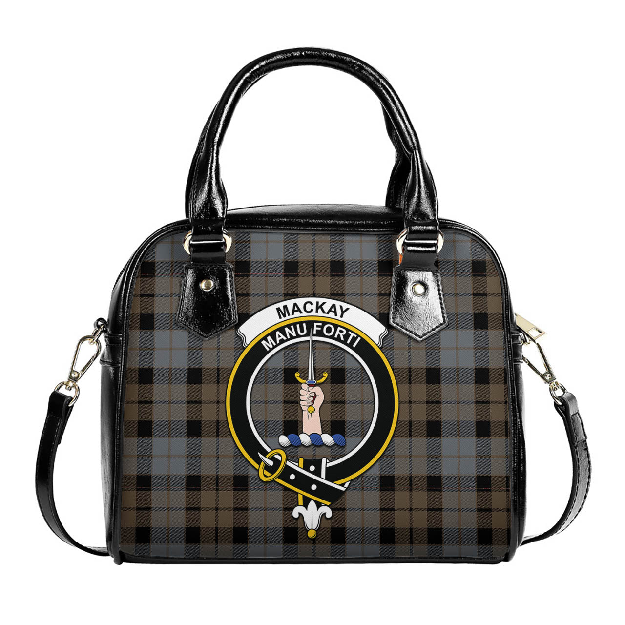 MacKay Weathered Tartan Shoulder Handbags with Family Crest One Size 6*25*22 cm - Tartanvibesclothing