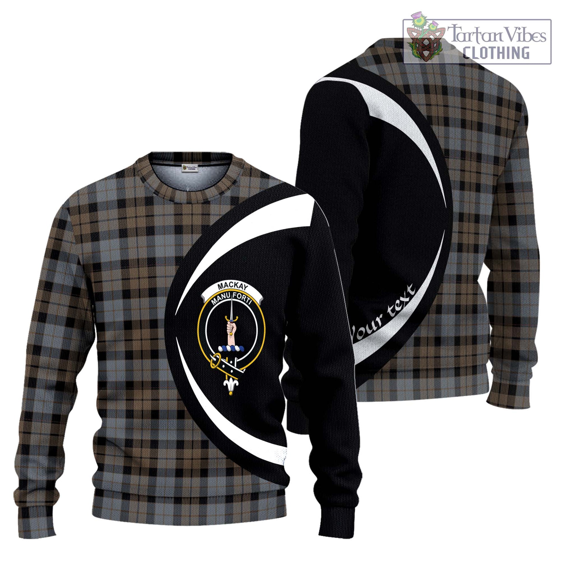 MacKay Weathered Tartan Knitted Sweater with Family Crest Circle Style Unisex - Tartan Vibes Clothing