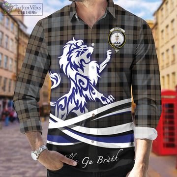 MacKay Weathered Tartan Long Sleeve Button Up Shirt with Alba Gu Brath Regal Lion Emblem