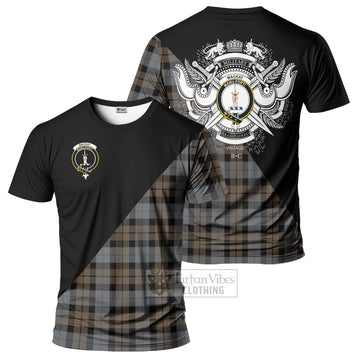 MacKay Weathered Tartan T-Shirt with Family Crest and Military Logo Style