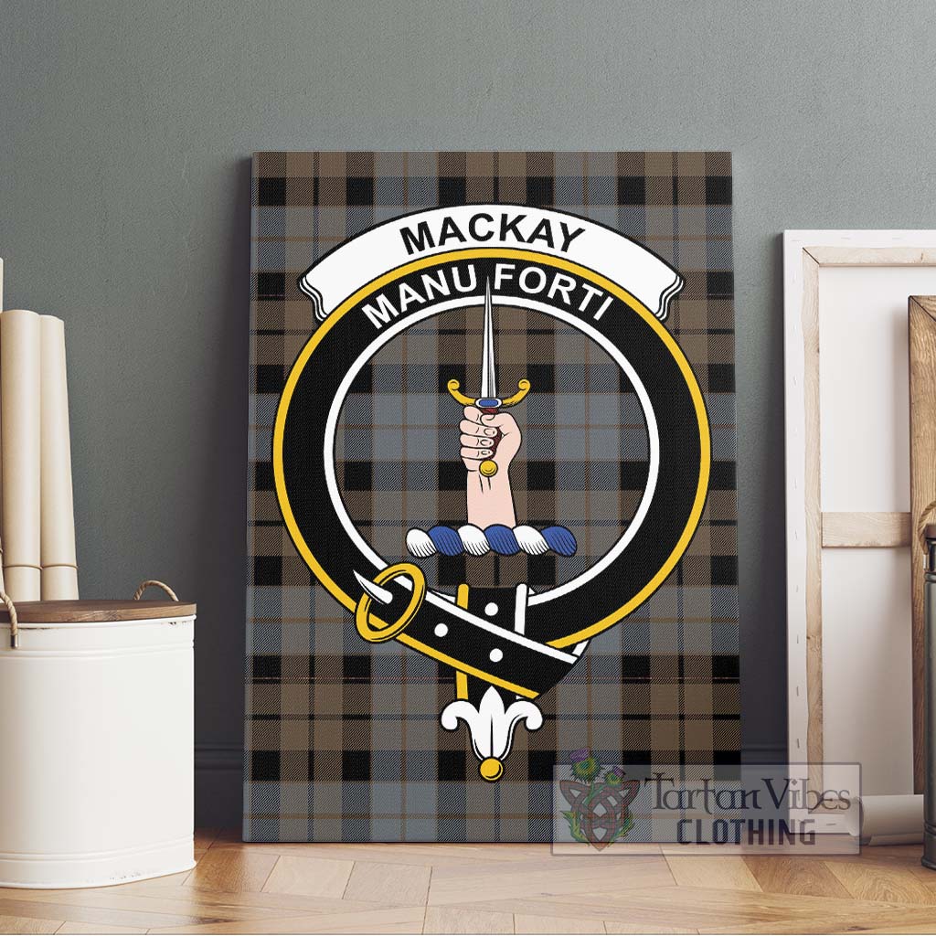 Tartan Vibes Clothing MacKay Weathered Tartan Canvas Print Wall Art with Family Crest