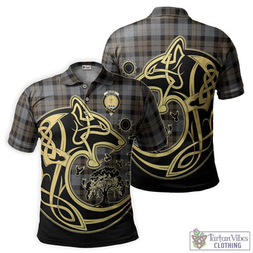 MacKay Weathered Tartan Polo Shirt with Family Crest Celtic Wolf Style