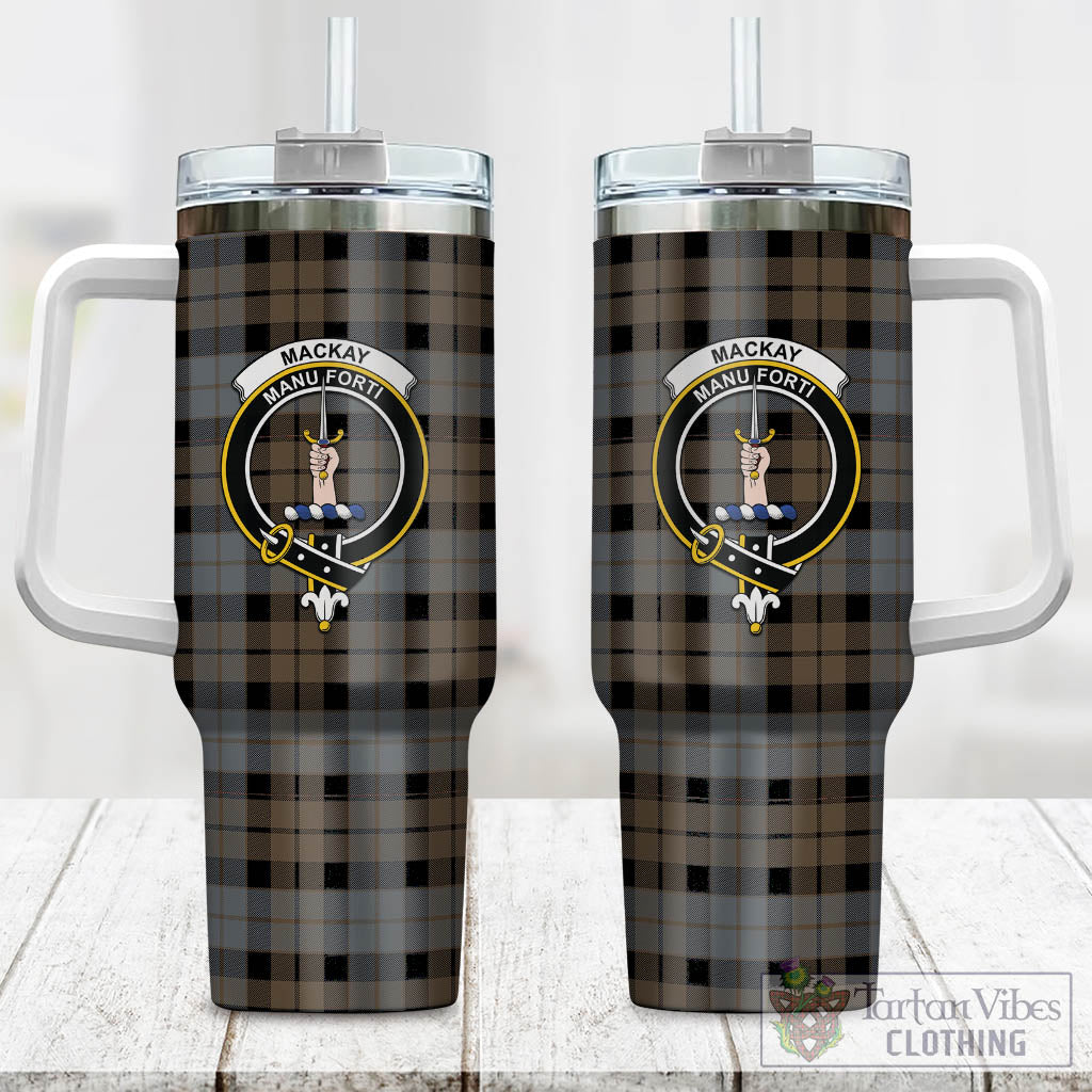 Tartan Vibes Clothing MacKay Weathered Tartan and Family Crest Tumbler with Handle