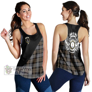 MacKay Weathered Tartan Women's Racerback Tanks with Family Crest and Military Logo Style