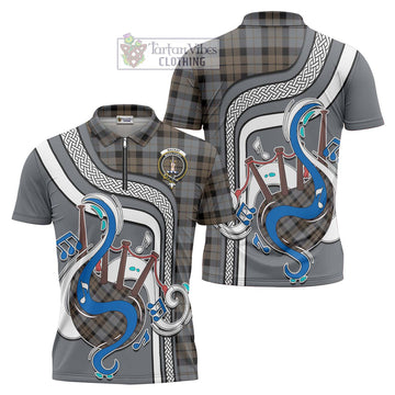 MacKay Weathered Tartan Zipper Polo Shirt with Epic Bagpipe Style