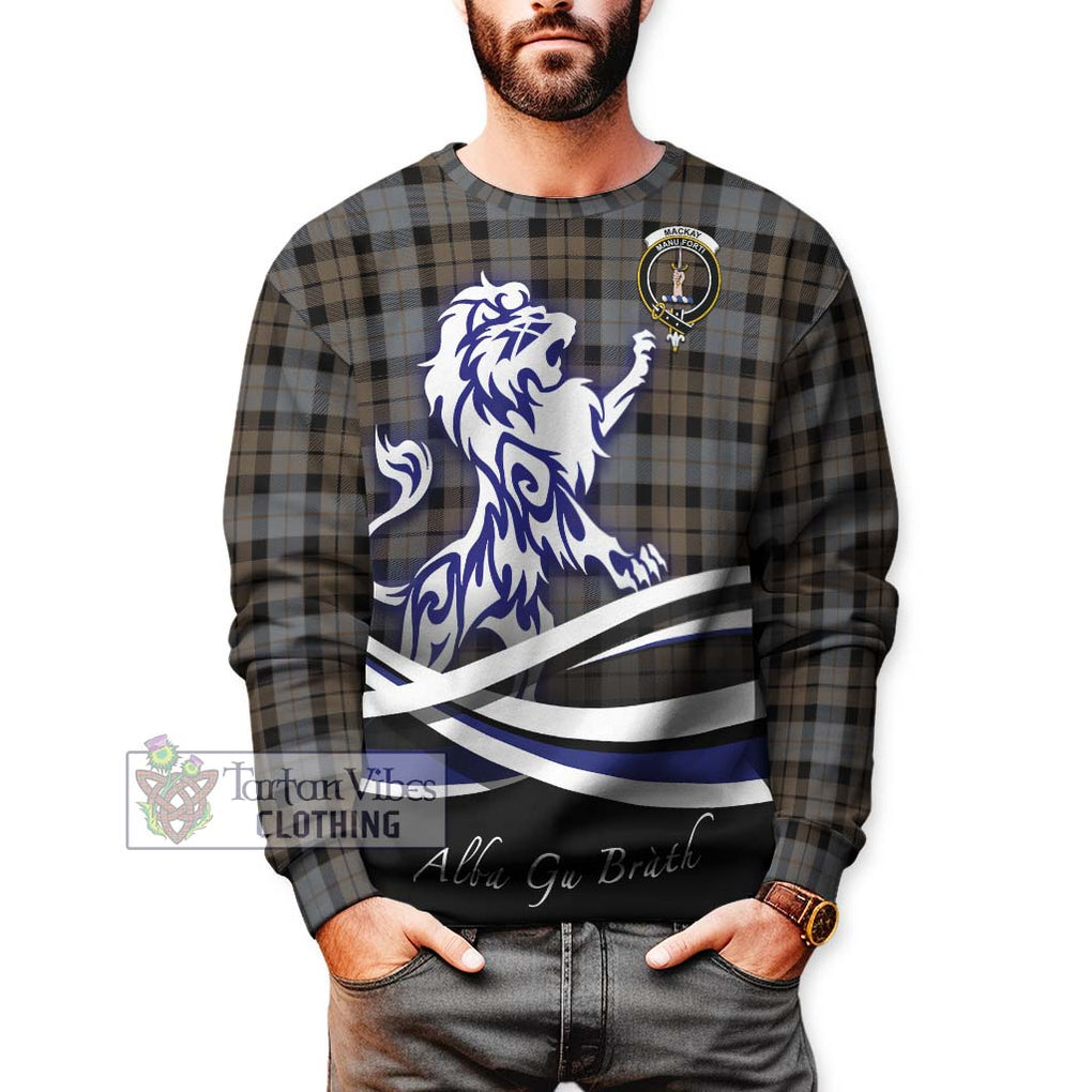 MacKay Weathered Tartan Sweatshirt with Alba Gu Brath Regal Lion Emblem Unisex - Tartanvibesclothing Shop