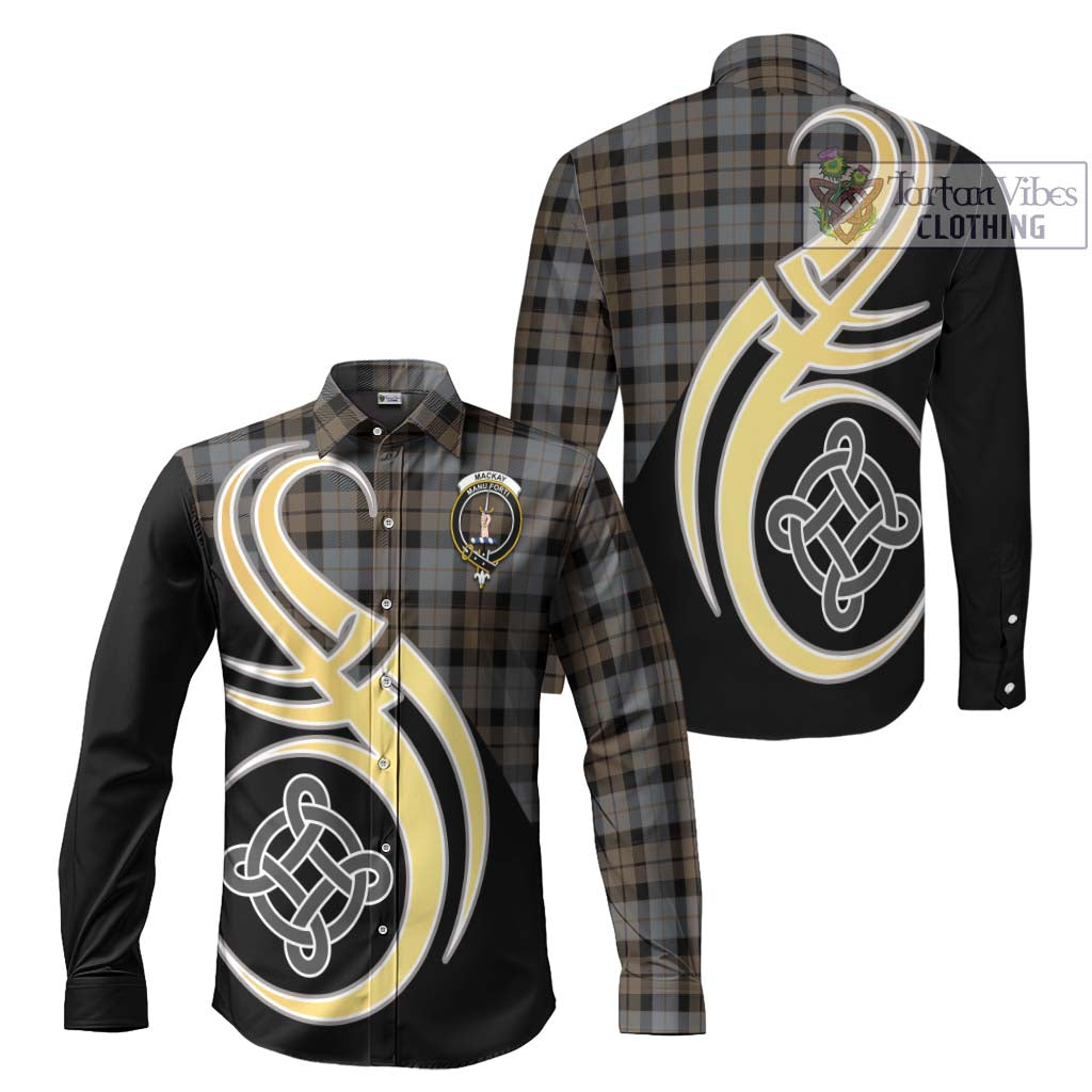 MacKay Weathered Tartan Long Sleeve Button Shirt with Family Crest and Celtic Symbol Style Men's Shirt S - Tartan Vibes Clothing