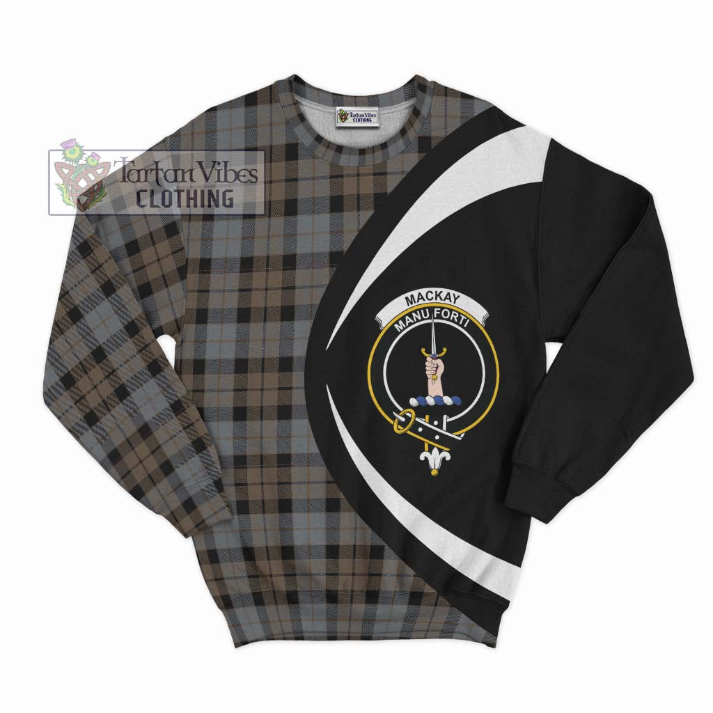 MacKay Weathered Tartan Sweatshirt with Family Crest Circle Style Unisex - Tartan Vibes Clothing