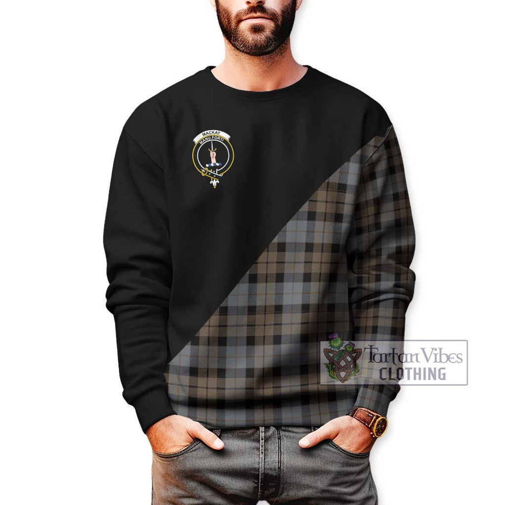 MacKay Weathered Tartan Sweatshirt with Family Crest and Military Logo Style Unisex - Tartanvibesclothing Shop