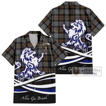 MacKay Weathered Tartan Short Sleeve Button Shirt with Alba Gu Brath Regal Lion Emblem