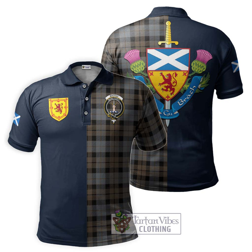 Tartan Vibes Clothing MacKay Weathered Tartan Polo Shirt with Scottish Lion Royal Arm Half Style