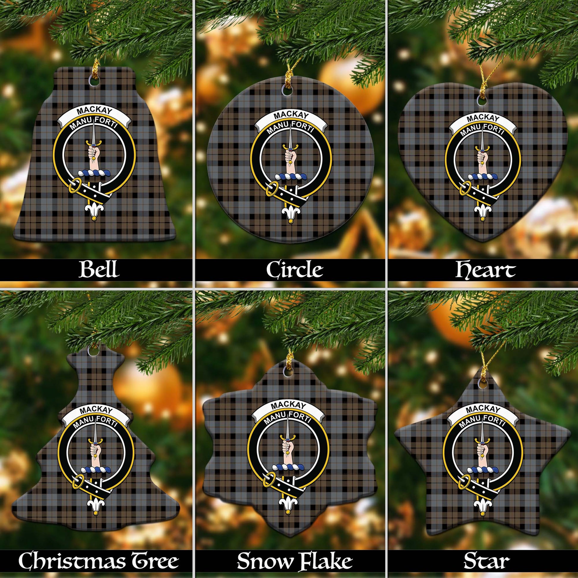 MacKay Weathered Tartan Christmas Ornaments with Family Crest - Tartanvibesclothing