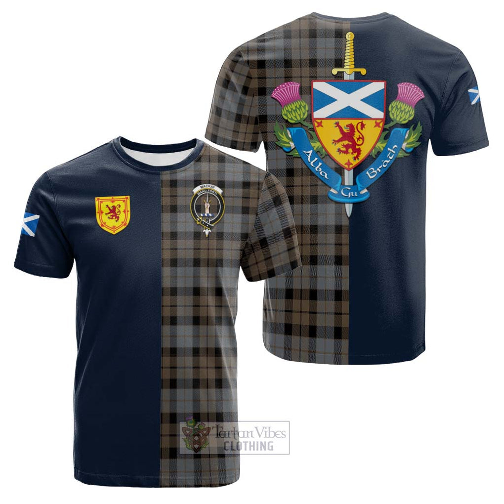 Tartan Vibes Clothing MacKay Weathered Tartan Cotton T-shirt with Scottish Lion Royal Arm Half Style