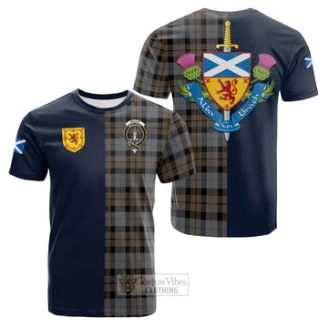 MacKay Weathered Tartan Cotton T-shirt Alba with Scottish Lion Royal Arm Half Style