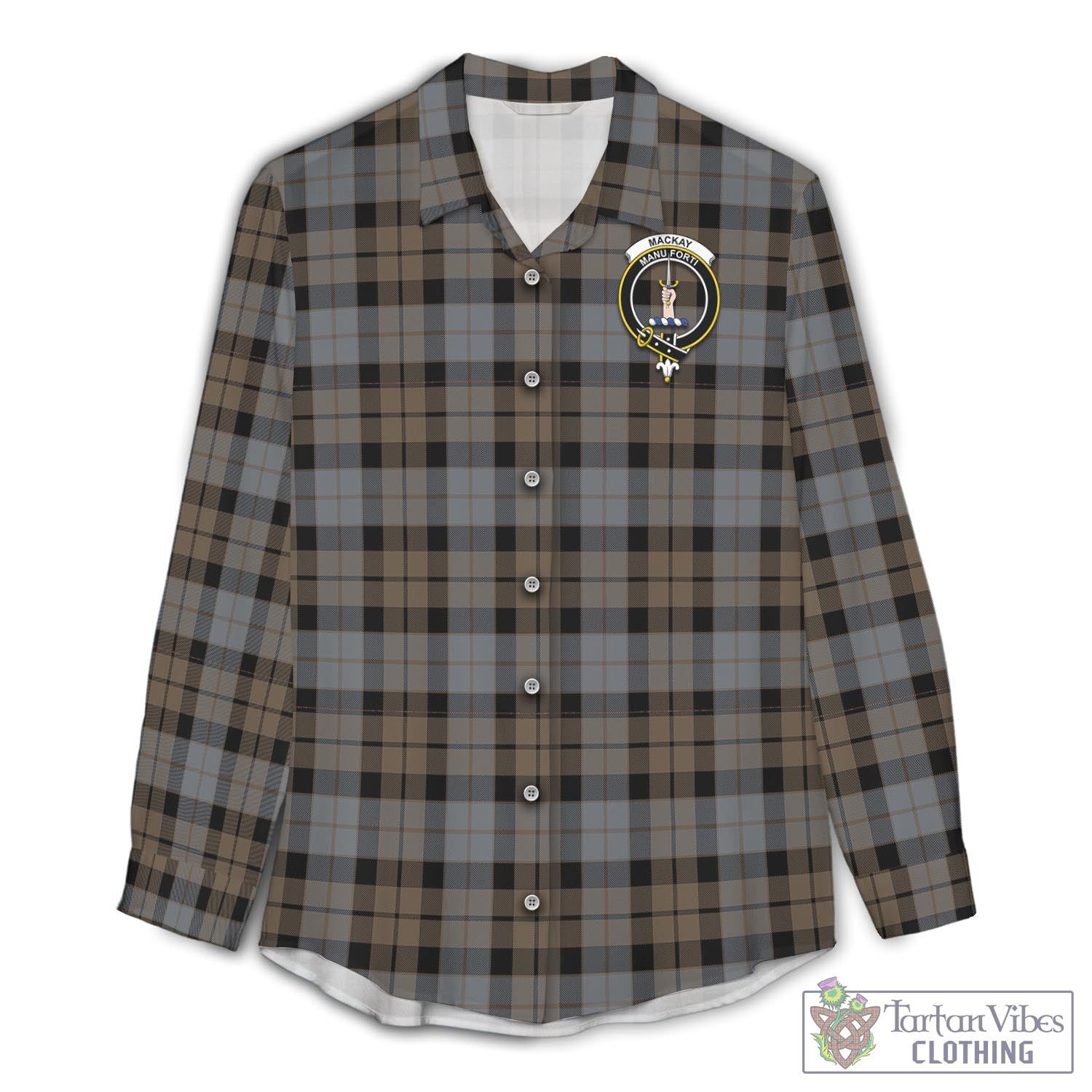 Tartan Vibes Clothing MacKay Weathered Tartan Womens Casual Shirt with Family Crest