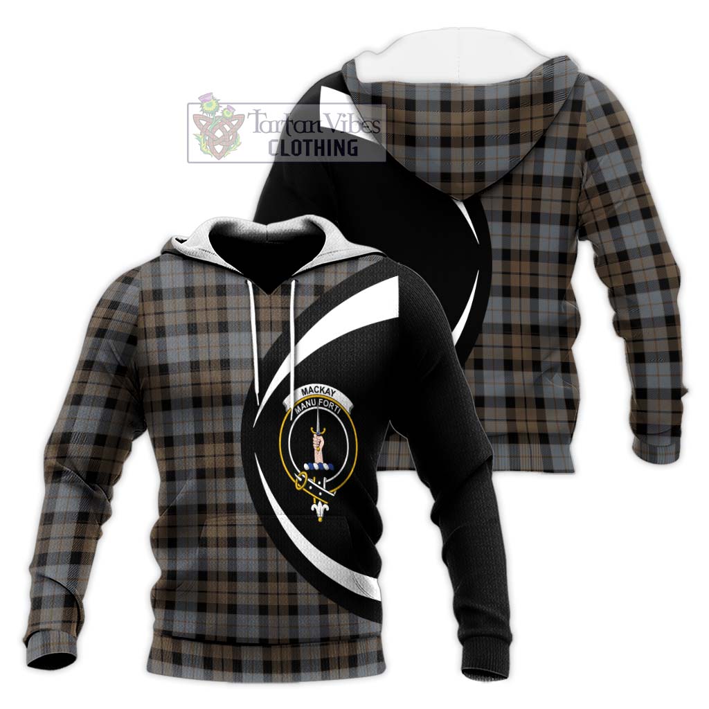 MacKay Weathered Tartan Knitted Hoodie with Family Crest Circle Style Unisex Knitted Pullover Hoodie - Tartan Vibes Clothing