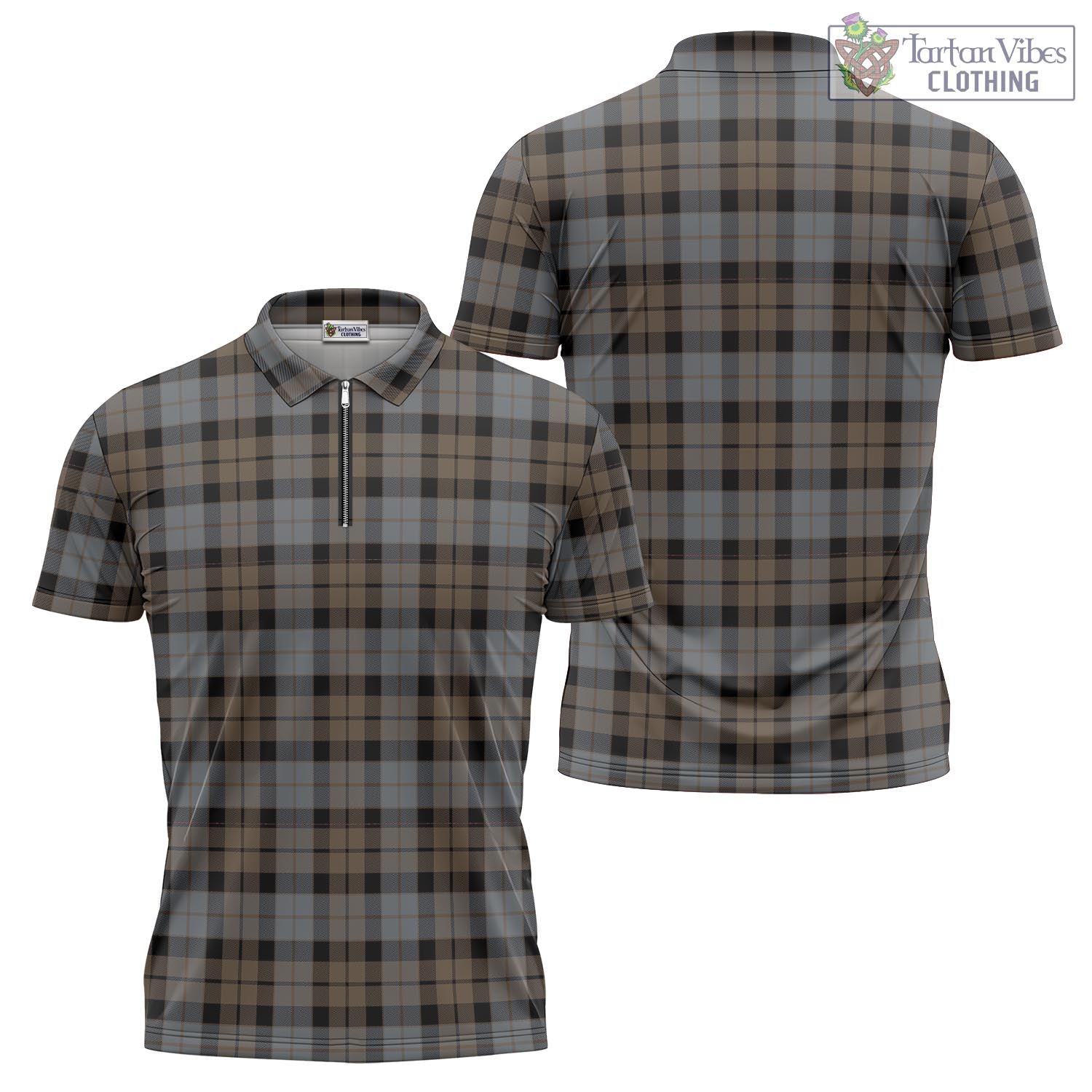 Tartan Vibes Clothing MacKay Weathered Tartan Zipper Polo Shirt