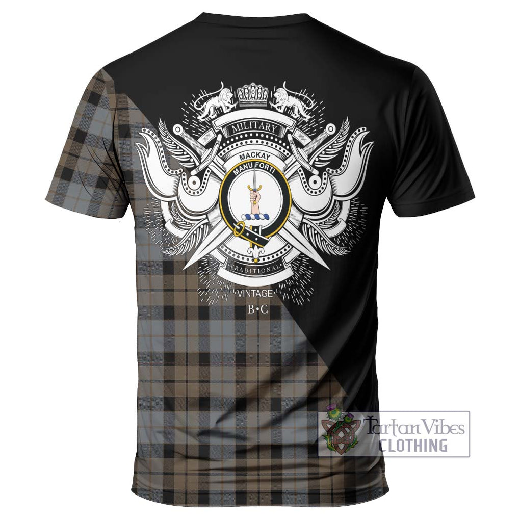 MacKay Weathered Tartan T-Shirt with Family Crest and Military Logo Style - Tartanvibesclothing Shop