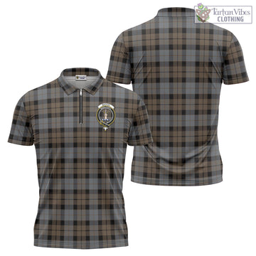 MacKay Weathered Tartan Zipper Polo Shirt with Family Crest