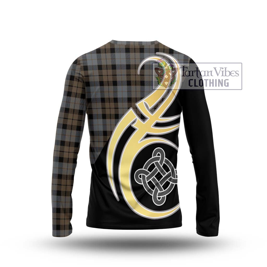 MacKay Weathered Tartan Long Sleeve T-Shirt with Family Crest and Celtic Symbol Style - Tartan Vibes Clothing