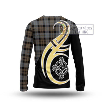 MacKay Weathered Tartan Long Sleeve T-Shirt with Family Crest and Celtic Symbol Style