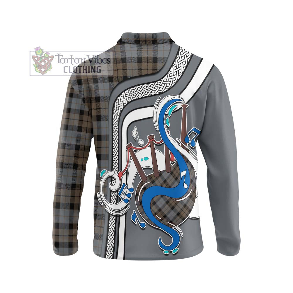 Tartan Vibes Clothing MacKay Weathered Tartan Long Sleeve Polo Shirt with Epic Bagpipe Style