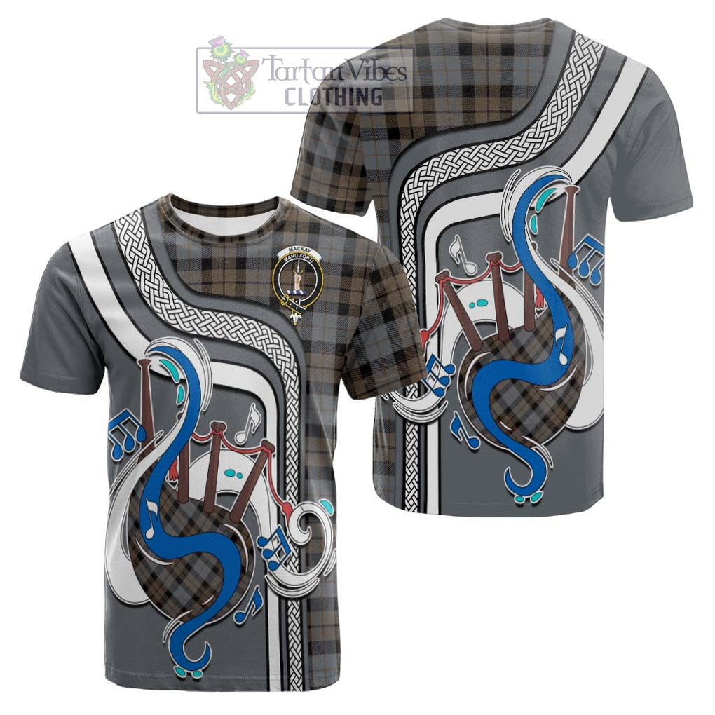 Tartan Vibes Clothing MacKay Weathered Tartan Cotton T-shirt with Epic Bagpipe Style