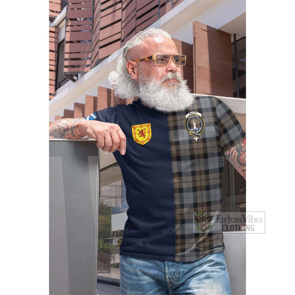 Tartan Vibes Clothing MacKay Weathered Tartan Cotton T-shirt with Scottish Lion Royal Arm Half Style