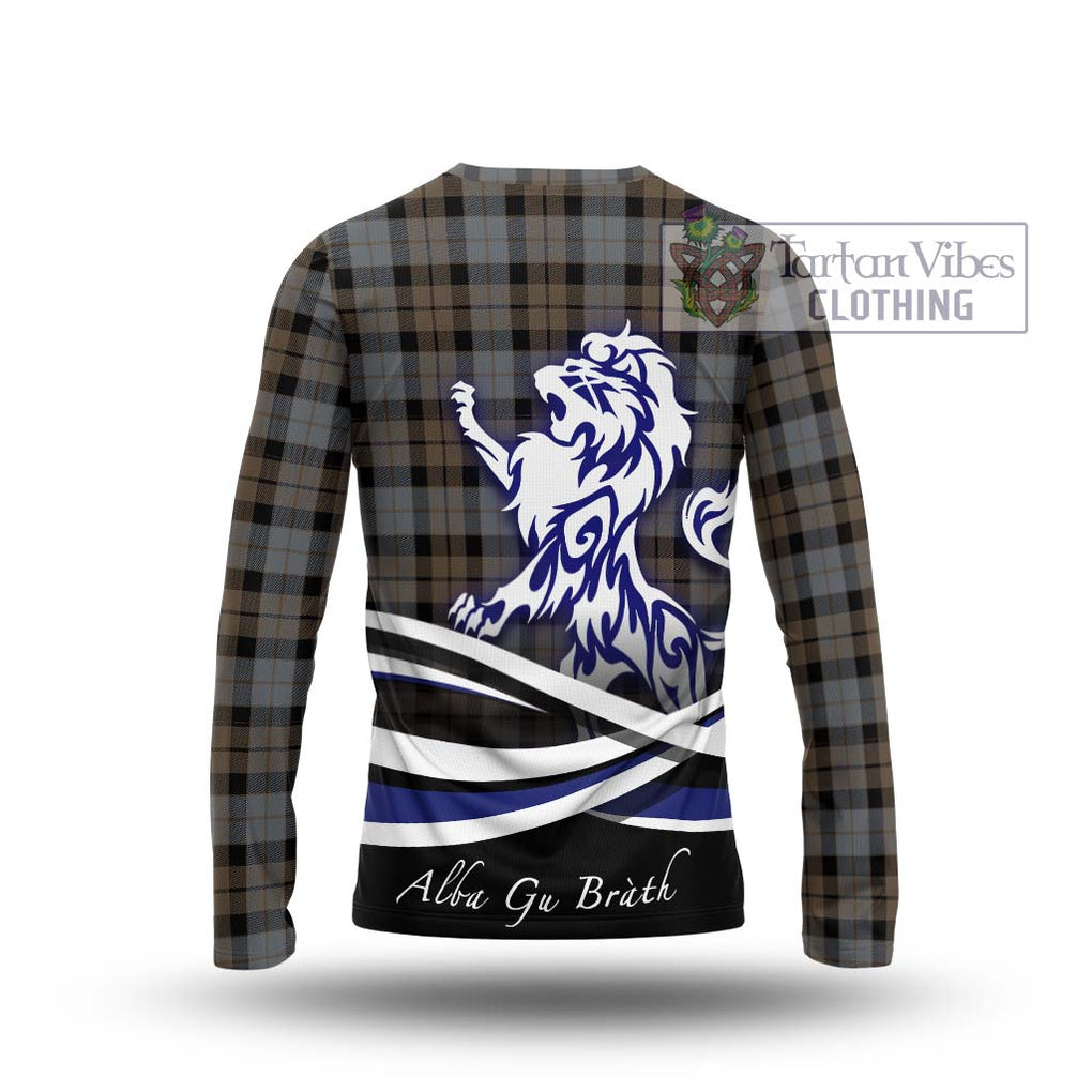 MacKay Weathered Tartan Long Sleeve T-Shirt with Alba Gu Brath Regal Lion Emblem - Tartanvibesclothing Shop