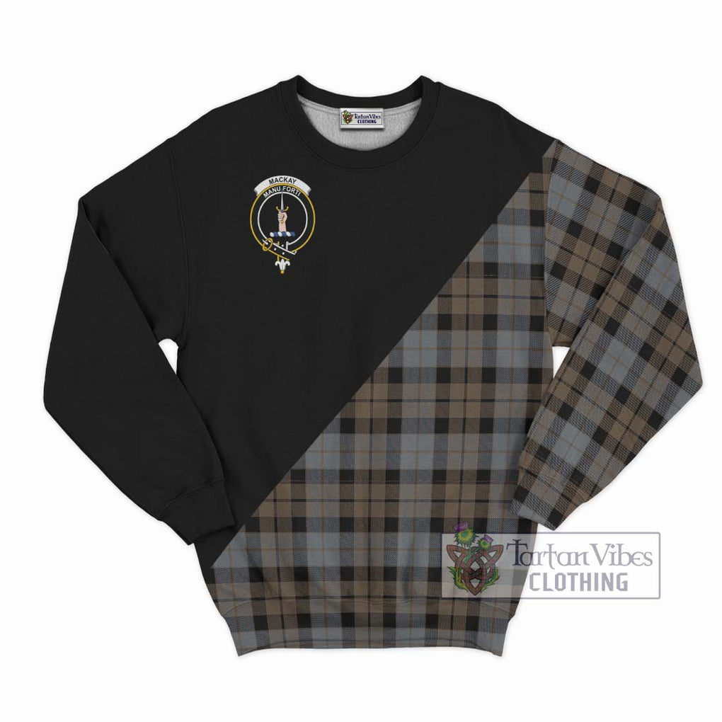 MacKay Weathered Tartan Sweatshirt with Family Crest and Military Logo Style - Tartanvibesclothing Shop