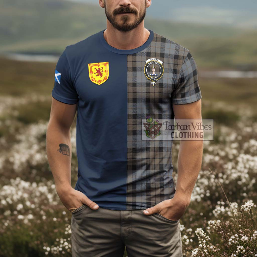 Tartan Vibes Clothing MacKay Weathered Tartan T-Shirt Alba with Scottish Lion Royal Arm Half Style