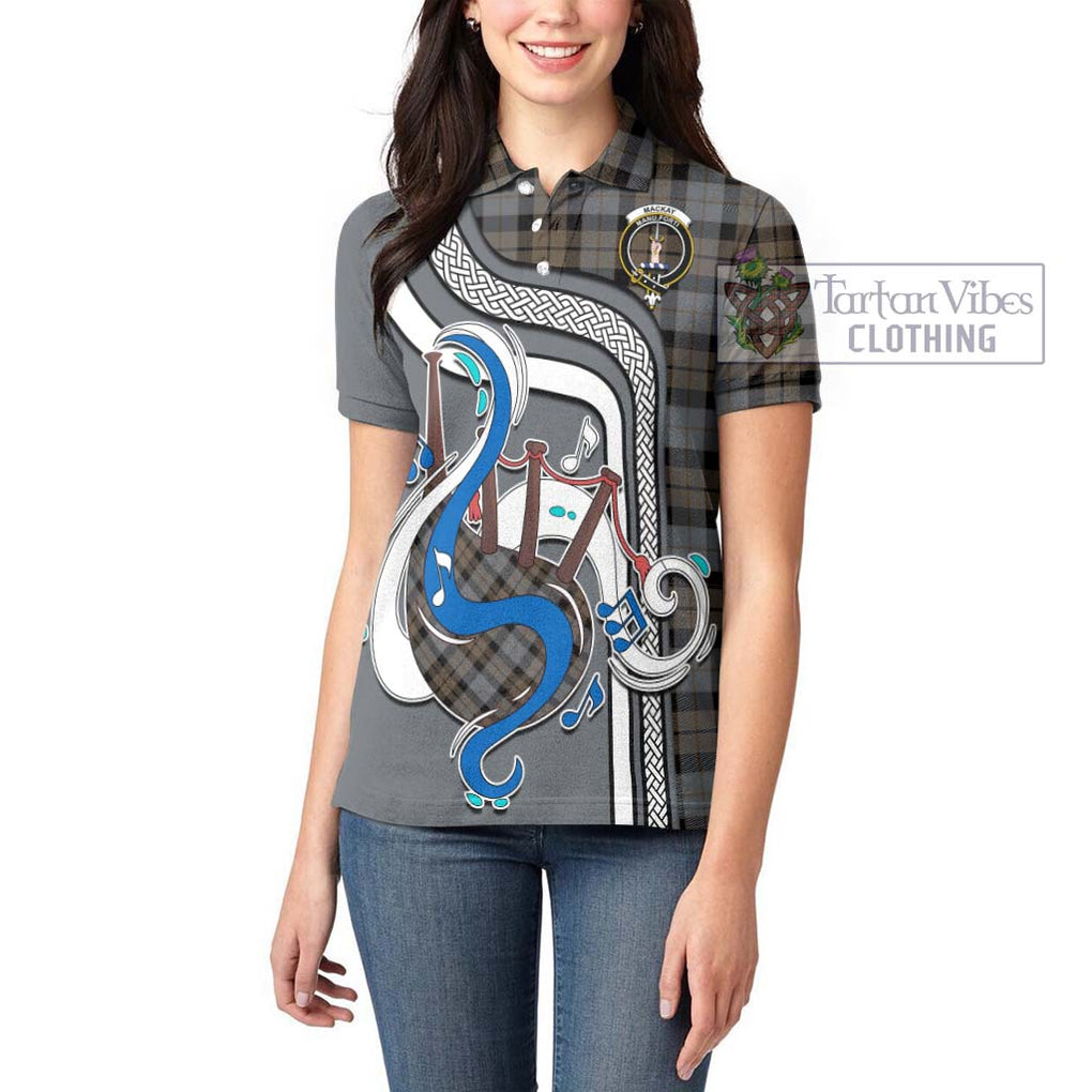 MacKay Weathered Tartan Women's Polo Shirt with Epic Bagpipe Style - Tartanvibesclothing Shop