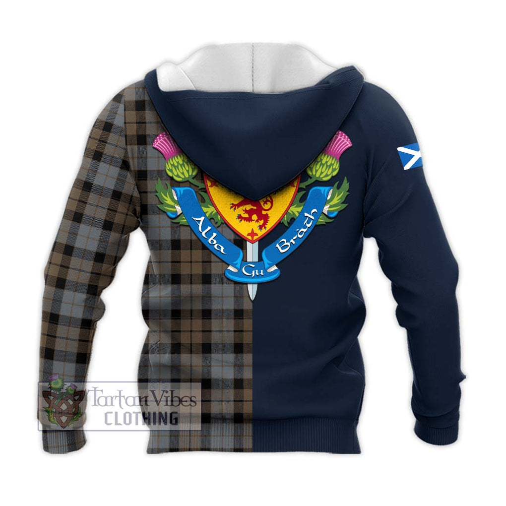 Tartan Vibes Clothing MacKay Weathered Tartan Knitted Hoodie with Scottish Lion Royal Arm Half Style