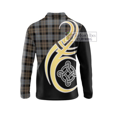 MacKay Weathered Tartan Long Sleeve Polo Shirt with Family Crest and Celtic Symbol Style