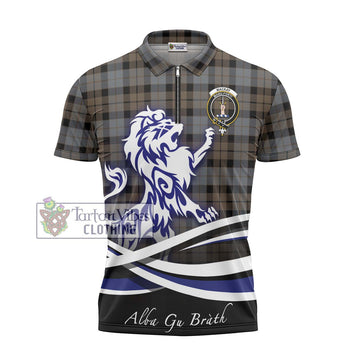 MacKay Weathered Tartan Zipper Polo Shirt with Alba Gu Brath Regal Lion Emblem