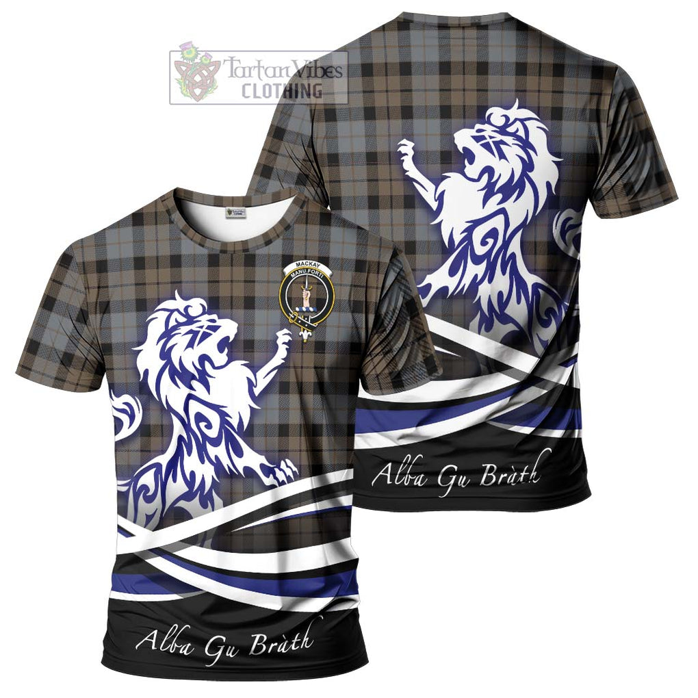 Tartan Vibes Clothing MacKay Weathered Tartan Cotton T-shirt with Alba Gu Brath Regal Lion Emblem