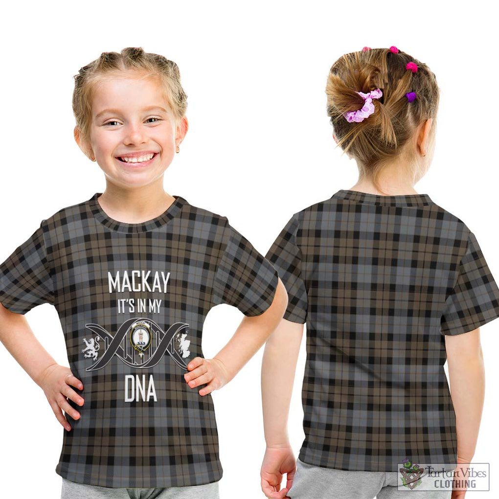 MacKay Weathered Tartan Kid T-Shirt with Family Crest DNA In Me Style - Tartanvibesclothing Shop