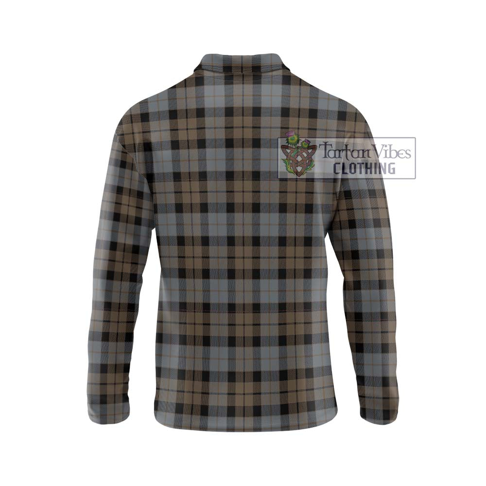 MacKay Weathered Tartan Long Sleeve Polo Shirt with Family Crest DNA In Me Style - Tartanvibesclothing Shop