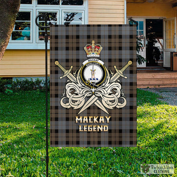 MacKay Weathered Tartan Flag with Clan Crest and the Golden Sword of Courageous Legacy