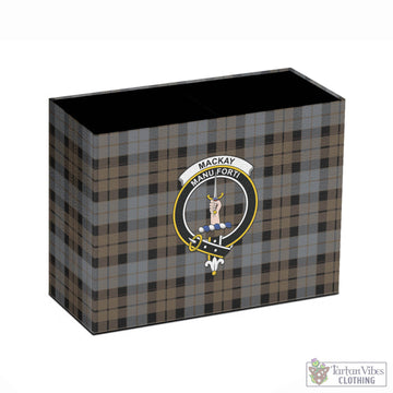 MacKay Weathered Tartan Pen Holder with Family Crest