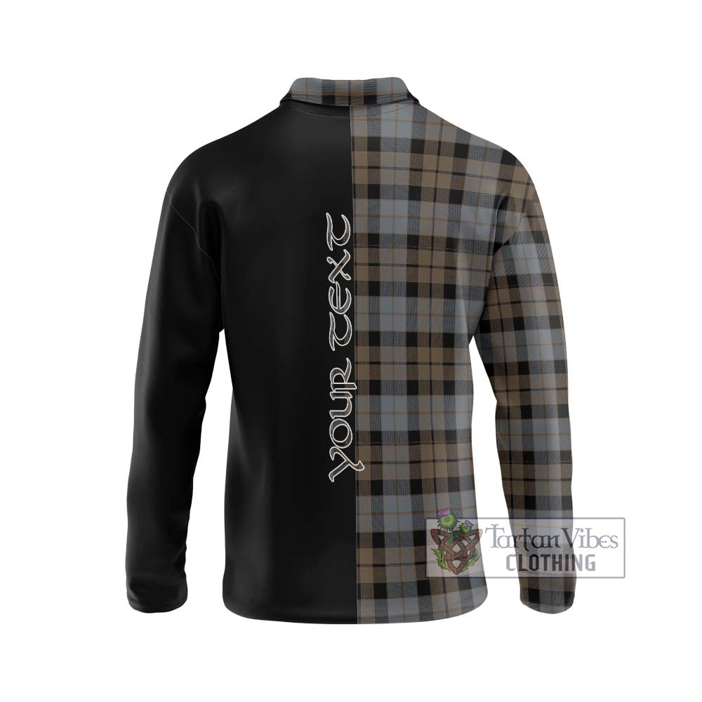 MacKay Weathered Tartan Long Sleeve Polo Shirt with Family Crest and Half Of Me Style - Tartanvibesclothing Shop