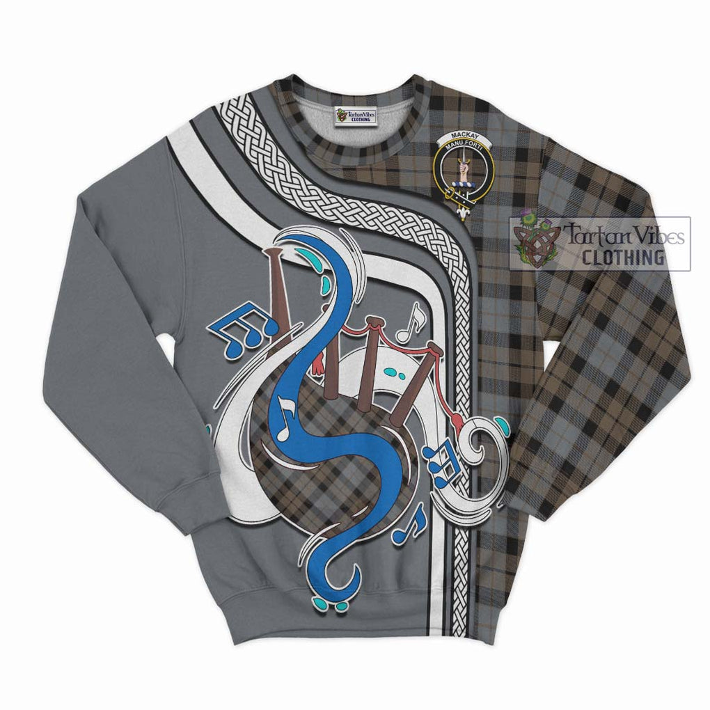 Tartan Vibes Clothing MacKay Weathered Tartan Sweatshirt with Epic Bagpipe Style