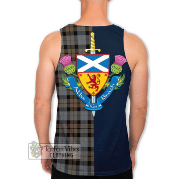 MacKay Weathered Tartan Men's Tank Top Alba with Scottish Lion Royal Arm Half Style