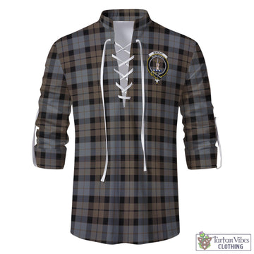 MacKay Weathered Tartan Men's Scottish Traditional Jacobite Ghillie Kilt Shirt with Family Crest