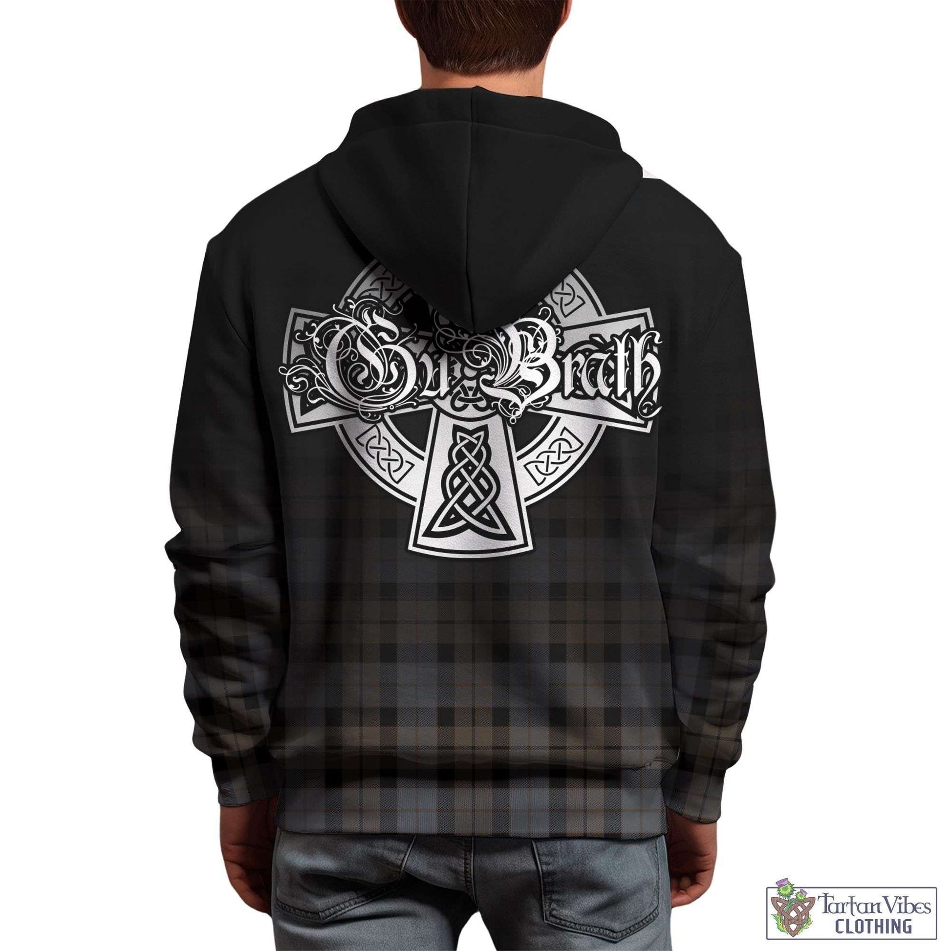 Tartan Vibes Clothing MacKay Weathered Tartan Hoodie Featuring Alba Gu Brath Family Crest Celtic Inspired