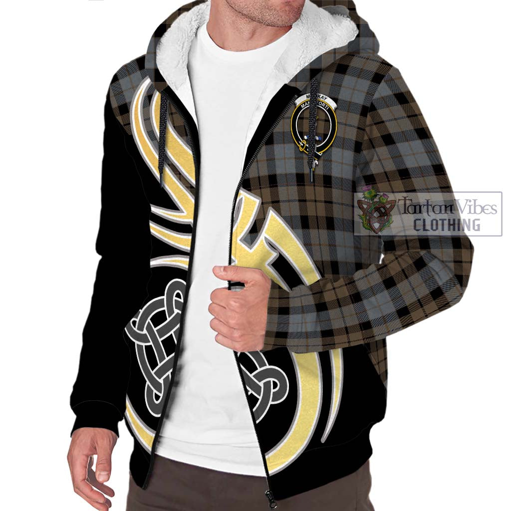 MacKay Weathered Tartan Sherpa Hoodie with Family Crest and Celtic Symbol Style - Tartan Vibes Clothing