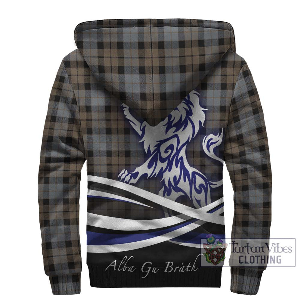 MacKay Weathered Tartan Sherpa Hoodie with Alba Gu Brath Regal Lion Emblem - Tartanvibesclothing Shop